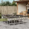 Image de vidaXL Ensemble à manger de jardin et coussins 9 pcs gris clair rotin