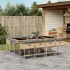 Image de vidaXL Ensemble à manger de jardin et coussins 9 pcs mélange beige