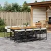Image de vidaXL Ensemble à manger de jardin 9pcs coussins noir résine tressée