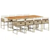 Image de vidaXL Ensemble à manger de jardin et coussins 9 pcs beige Poly rotin