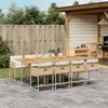 Image de vidaXL Ensemble à manger de jardin et coussins 9 pcs beige Poly rotin