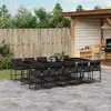Image de vidaXL Ensemble à manger de jardin 11 pcs coussins noir résine tressée