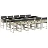 Image de vidaXL Ensemble à manger de jardin 11pcs avec coussins gris poly rotin
