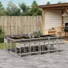 Image de vidaXL Ensemble à manger de jardin 11pcs avec coussins gris poly rotin