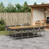 Image de vidaXL Ensemble à manger de jardin 11pcs avec coussins gris poly rotin