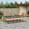 Image de vidaXL Ensemble à manger de jardin coussins 13 pcs mélange beige rotin