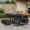 Image de vidaXL Ensemble à manger de jardin 9pcs coussins noir résine tressée
