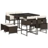 Image de vidaXL Ensemble à manger de jardin et coussins 9 pcs marron poly rotin