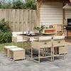 Image de vidaXL Ensemble à manger de jardin et coussins 9 pcs beige Poly rotin
