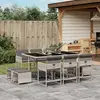Image de vidaXL Ensemble à manger de jardin 11pcs avec coussins gris poly rotin