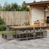 Image de vidaXL Ensemble à manger de jardin coussins 13 pcs gris résine tressée