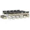 Image de vidaXL Ensemble à manger de jardin et coussins 15 pcs gris clair rotin