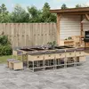 Image de vidaXL Ensemble à manger de jardin et coussins 15 pcs mélange beige