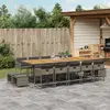 Image de vidaXL Ensemble à manger de jardin 15 pcs coussins gris résine tressée