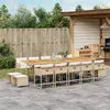 Image de vidaXL Ensemble à manger de jardin et coussins 15 pcs beige