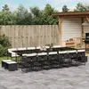 Image de vidaXL Ensemble à manger de jardin 17 pcs coussins noir résine tressée