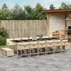 Image de vidaXL Ensemble à manger de jardin et coussins 17 pcs beige