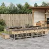 Image de vidaXL Ensemble à manger de jardin et coussins 17 pcs mélange beige