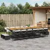 Image de vidaXL Ensemble à manger de jardin 17 pcs coussins noir résine tressée