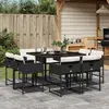 Image de vidaXL Ensemble à manger de jardin 9pcs coussins noir résine tressée