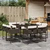 Image de vidaXL Ensemble à manger de jardin et coussins 9 pcs marron poly rotin