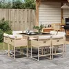 Image de vidaXL Ensemble à manger de jardin et coussins 9 pcs beige Poly rotin
