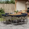 Image de vidaXL Ensemble à manger de jardin 9 pcs coussins gris résine tressée