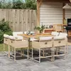 Image de vidaXL Ensemble à manger de jardin et coussins 9 pcs beige Poly rotin