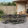 Image de vidaXL Ensemble à manger de jardin 11pcs avec coussins gris poly rotin