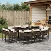 Image de vidaXL Ensemble à manger de jardin et coussins 11 pcs marron rotin