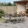 Image de vidaXL Ensemble à manger de jardin 11pcs avec coussins gris poly rotin