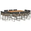 Image de vidaXL Ensemble à manger de jardin 11pcs avec coussins gris poly rotin