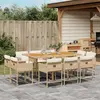 Image de vidaXL Ensemble à manger de jardin et coussins 11 pcs beige poly rotin