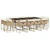 Image de vidaXL Ensemble à manger de jardin et coussins 13 pcs beige
