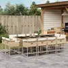 Image de vidaXL Ensemble à manger de jardin et coussins 13 pcs beige