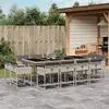 Image de vidaXL Ensemble à manger de jardin et coussins 13 pcs gris clair rotin