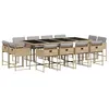 Image de vidaXL Ensemble à manger de jardin coussins 13 pcs mélange beige rotin