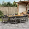 Image de vidaXL Ensemble à manger de jardin coussins 13 pcs gris résine tressée