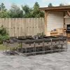 Image de vidaXL Ensemble à manger de jardin 15 pcs coussins gris résine tressée