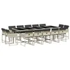 Image de vidaXL Ensemble à manger de jardin et coussins 15 pcs gris clair rotin