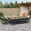 Image de vidaXL Ensemble à manger de jardin 15 pcs coussins noir résine tressée