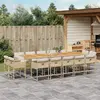 Image de vidaXL Ensemble à manger de jardin et coussins 15 pcs beige