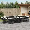 Image de vidaXL Ensemble à manger de jardin 17 pcs coussins noir résine tressée
