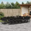 Image de vidaXL Ensemble à manger de jardin 17 pcs coussins noir résine tressée