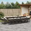 Image de vidaXL Ensemble à manger de jardin et coussins 17 pcs marron rotin