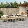 Image de vidaXL Ensemble à manger de jardin et coussins 17 pcs beige