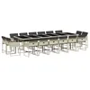 Image de vidaXL Ensemble à manger de jardin et coussins 17 pcs gris clair rotin