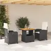 Image de vidaXL Ensemble à manger de jardin avec coussins 3 pcs Noir