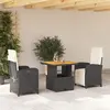 Image de vidaXL Ensemble à manger de jardin avec coussins 3 pcs Noir