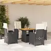 Image de vidaXL Ensemble à manger de jardin coussins 5pcs Noir Résine tressée